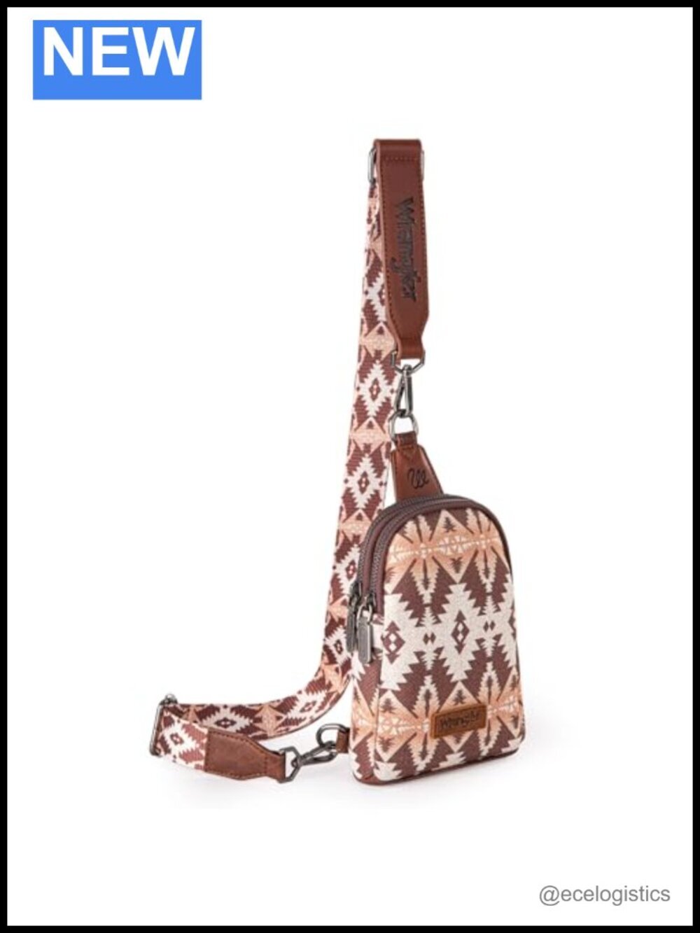 Aztec Print Crossbody Sling Chest Bag with Adjustable Guitar Strap